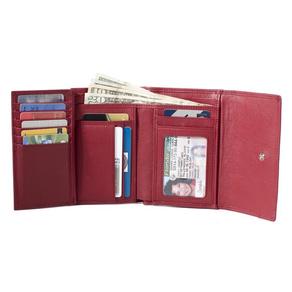 RFID Blocking Secure Wallet - Ladies Compact Trifold - Picture 4 of 4